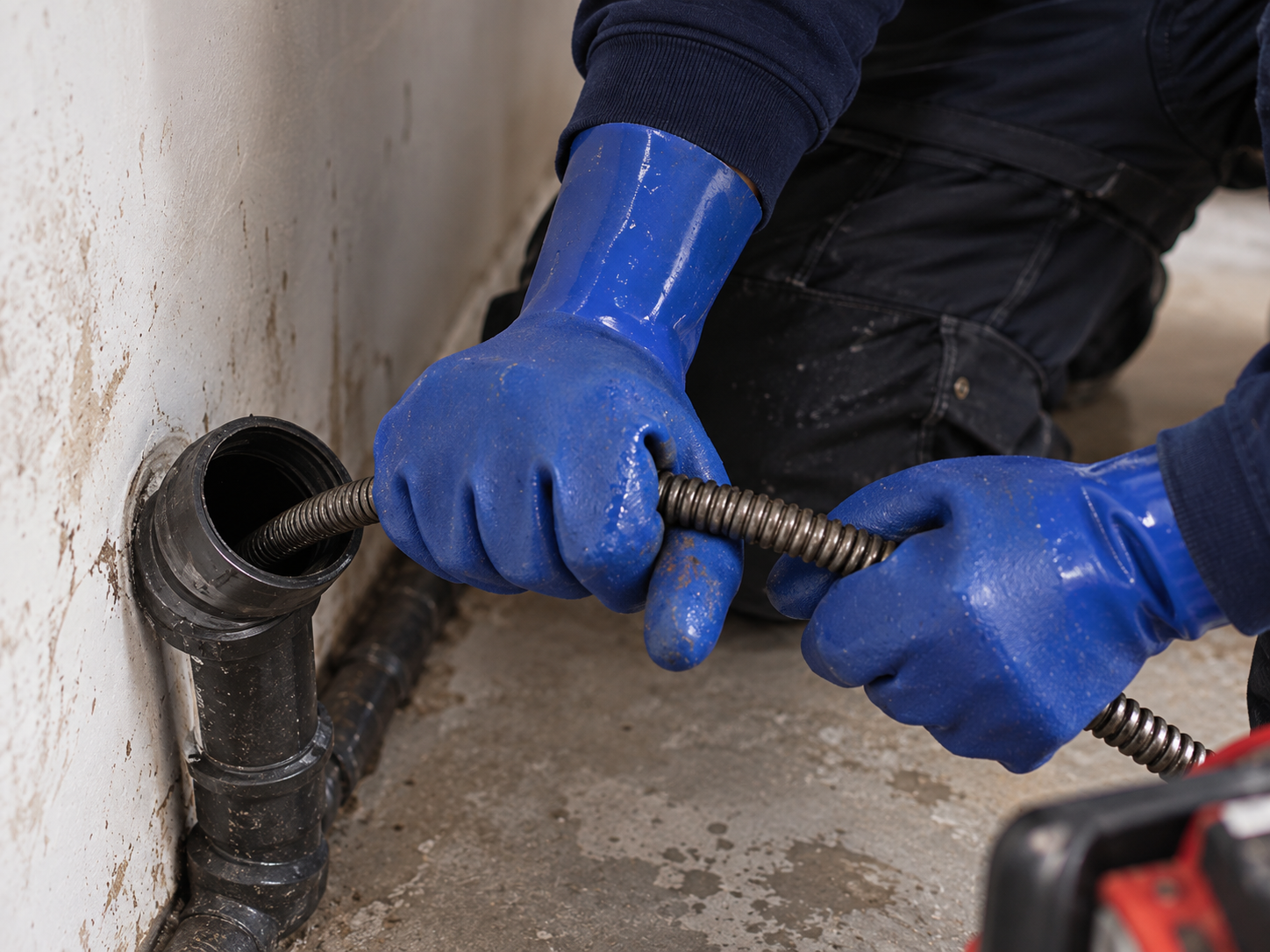 Mechanisch afvoer ontstoppen met professionele ontstoppingsmachine